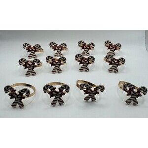 Candy Cane Metal Napkin Rings Set of 12 Holiday Table - Never Used - Bows